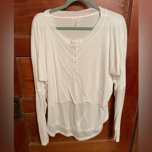 FP Movement by Free People Cream Button-Up Long Sleeve Tee